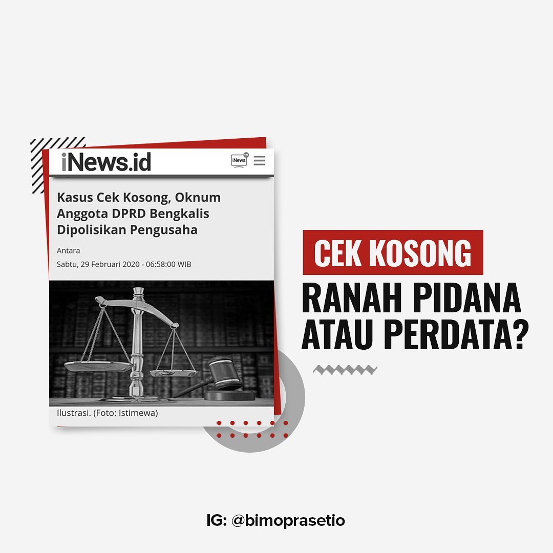 CEK KOSONG, RANAH PIDANA ATAU PERDATA?