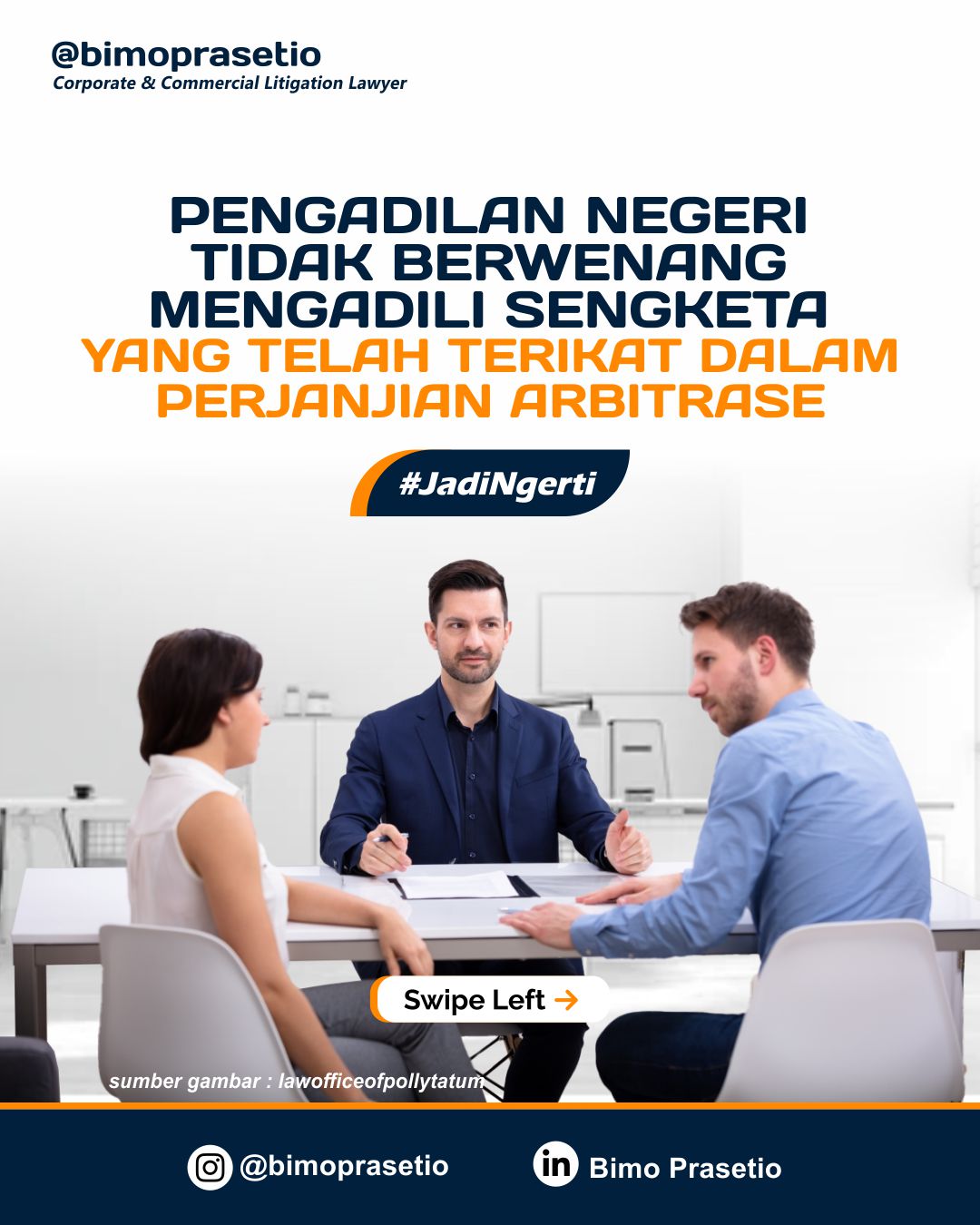 PENGADILAN NEGERI TIDAK BERWENANG MENGADILI SENGKETA YANG TELAH TERIKAT DALAM PERJANJIAN ARBITRASE PENGADILAN NEGERI TIDAK BERWENANG MENGADILI SENGKETA YANG TELAH TERIKAT DALAM PERJANJIAN ARBITRASE